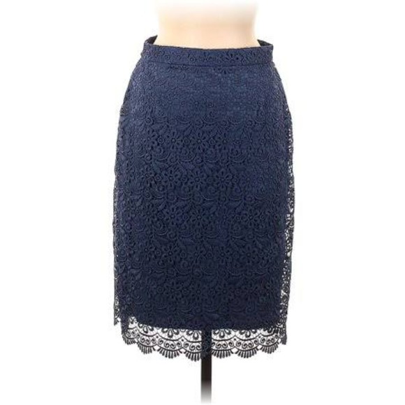 Uniqlo Skirts Uniqlo Blue Laced Pencil Skirt S Poshmark